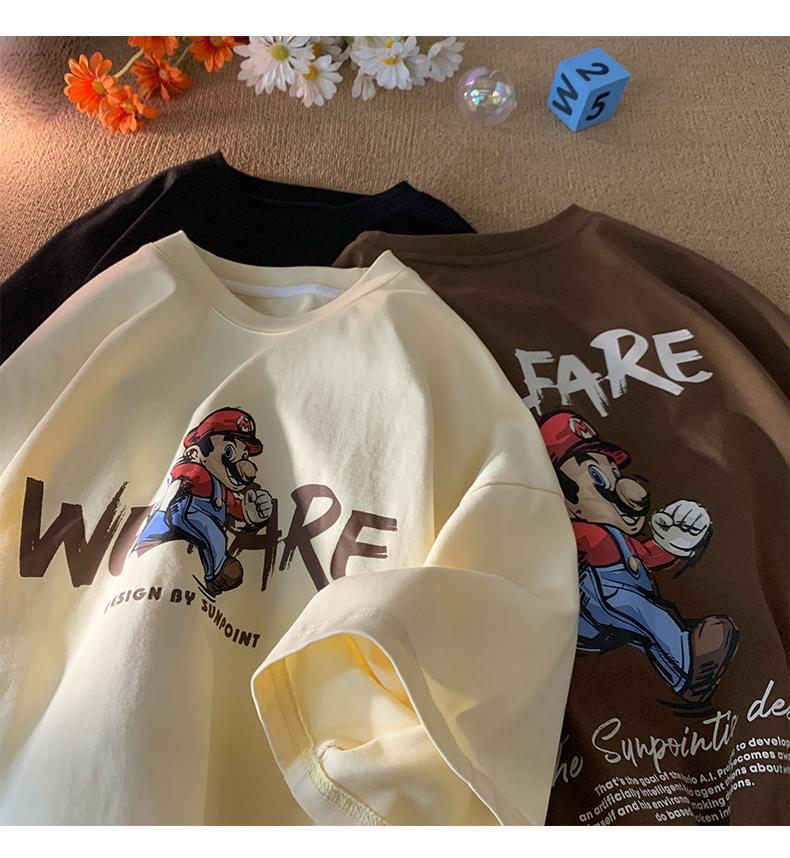 Product Introduction of Short sleeved T-shirt Women's Funny Cartoon Print Couple Summer New Round Neck Loose Men's and Women's Top 2