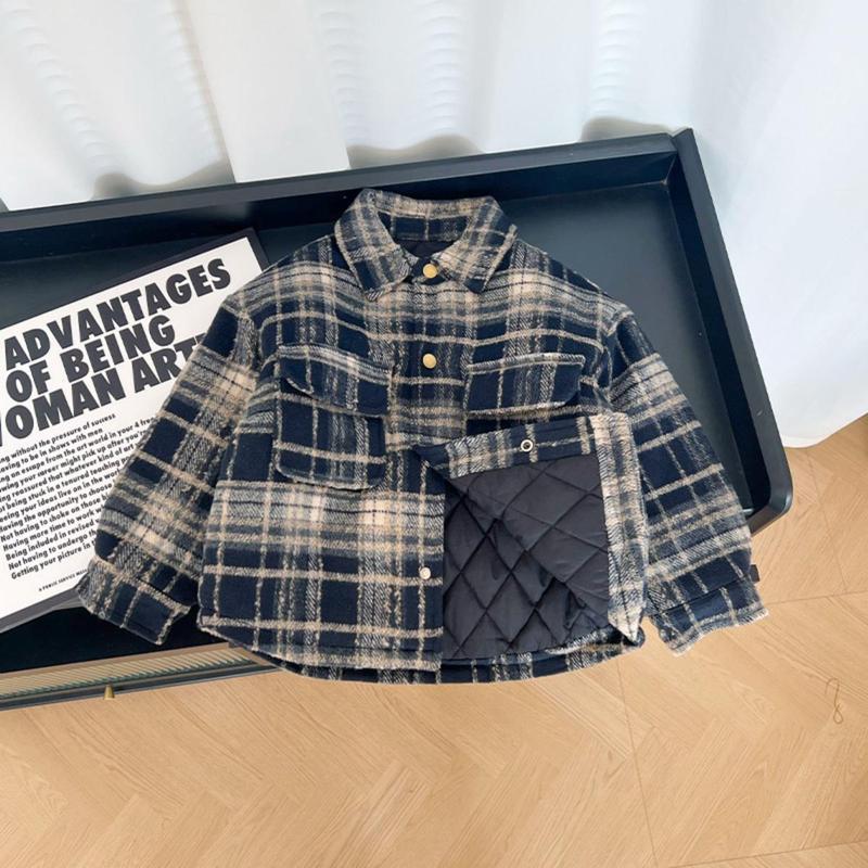 [90-170 size] Áo khoác sơ mi trần bông dành cho bé trai phong cách Hàn Quốc Jacket Voi Kem