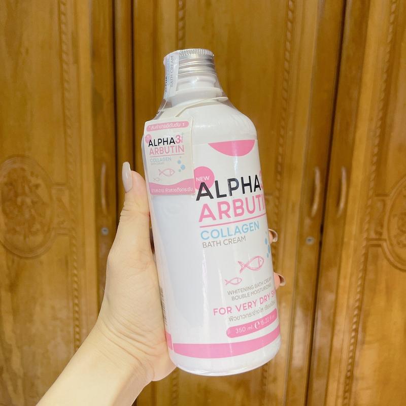 Combo Sữa tắm Alpha Arbutin 350ml + Tẩy tế bào chết muối bò 350g + vỉ Alpha tẩy  da 6