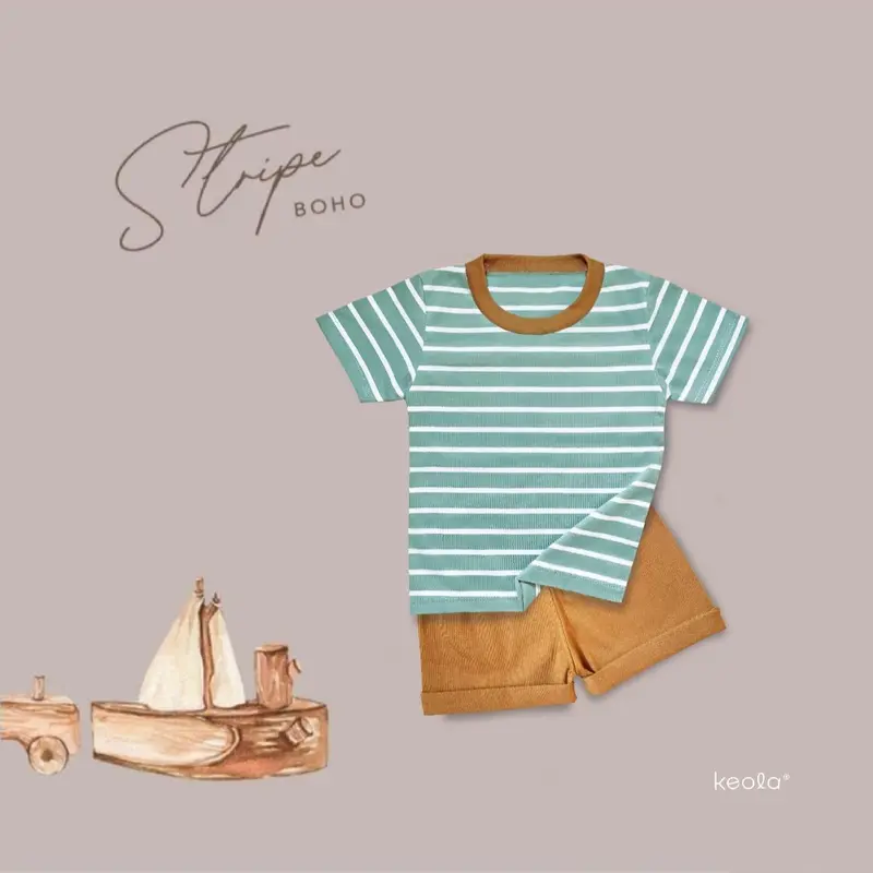 KEOLA Setelan Oblong Stripes  Boho / Setelan Anak Kasual Premium Baju Celana 3