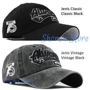 ALWAYS 75 Topi Baseball Bisbol Black Sport Vintage Pria Wanita Hat Cap Distro Keren Dewasa Cewek Cowok Katun Baret Musim Panas Dingin