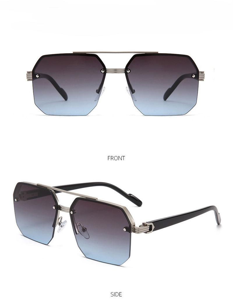 Product Introduction of Sunglasses 2024 new model for boys, with a big face and slim appearance while driving. Advanced UV resistant half frame sunglasses with a square frame 18