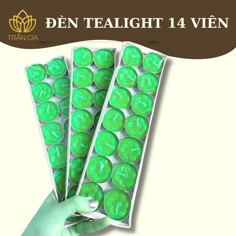 Vĩ 14 viên Nến tealight trang trí set cúng thôi nôi đầy tháng nhiều màu 4