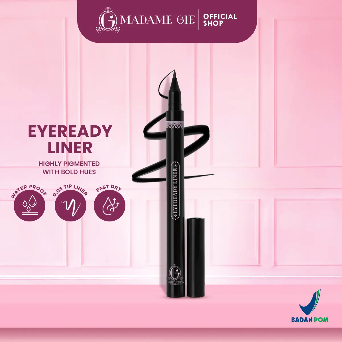 Madame Gie Eyeready Liner - Eyeliner Pen Black Waterproof Lasting