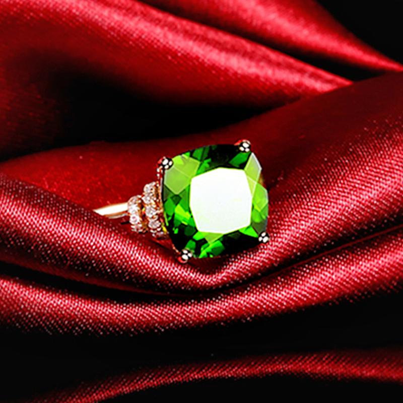 Product Introduction of Rose Gold Plated Emerald Diamond Earrings Ring Pendant Necklace Jewelry Set Exquisite Green Diamond Jewelry cincin perak ring silver silver diamond cincin perak lelaki 6