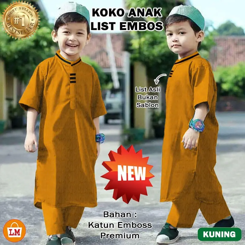 setelan koko anak pakistan model list umur 1-11 thn Panjang Muslim Baju Katun Pendek Kurta 5