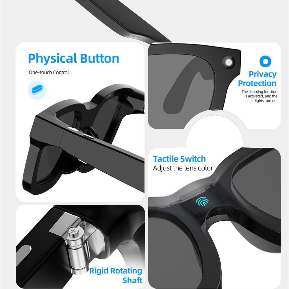 Electrochromic Touch AI Smart Glasses Photo Video Identification Recording Bluetooth Call Eyewear Music Multifunction Sunglasses - Image 3