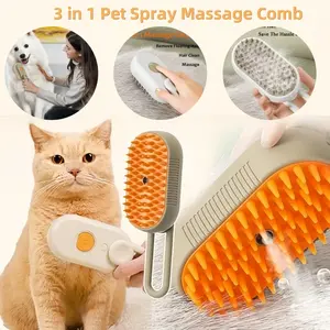 3 in 1 Cat and Dog Pet Spray Massage Comb  / One-button Spray Anti-fly Hair Comb / Bath Brush Hair Removal Comb/Listrik Uap Air Sikat Silikon Lembut Sikat Kucing