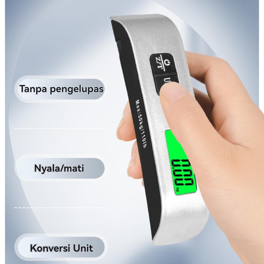 Timbangan Kait Elektronik 50kg - Timbangan bagasi portabel, layar LCD, fungsi mati otomatis, pegangan ergonomis, pengukuran akurat, cocok untuk penggunaan rumah, perjalanan, komersial dan industri