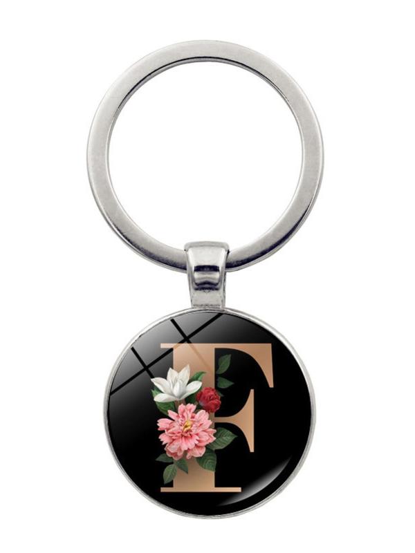 Fashion Colorblock Letter & Flower Pattern Metal Keychain For Men & Women, Fashion All-match Accessory, Trendy Accessories for Daily Life 6