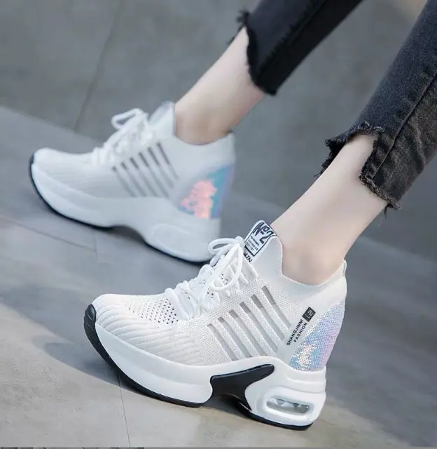Giày thể thao nữ độn đế 6cm tôn dáng thoáng khí êm chân B39 Sneaker Shoes Sneaker Cao Su Women Shoes Jean 0