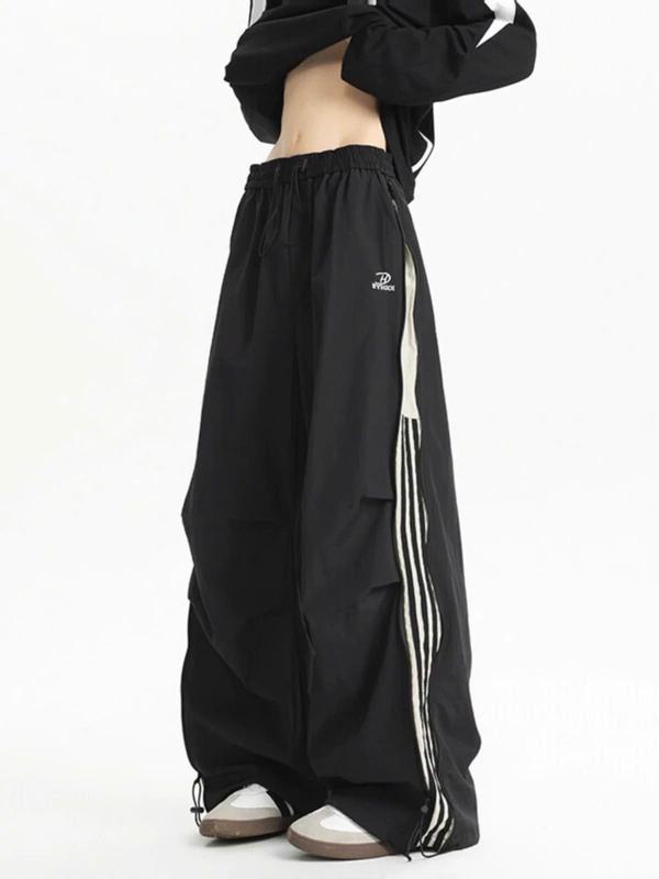 Quần ống rộng phối kẻ 2 bên tháo lắp nam nữ đều mặc được chất vải gió Hàn mát mẻ form rộng