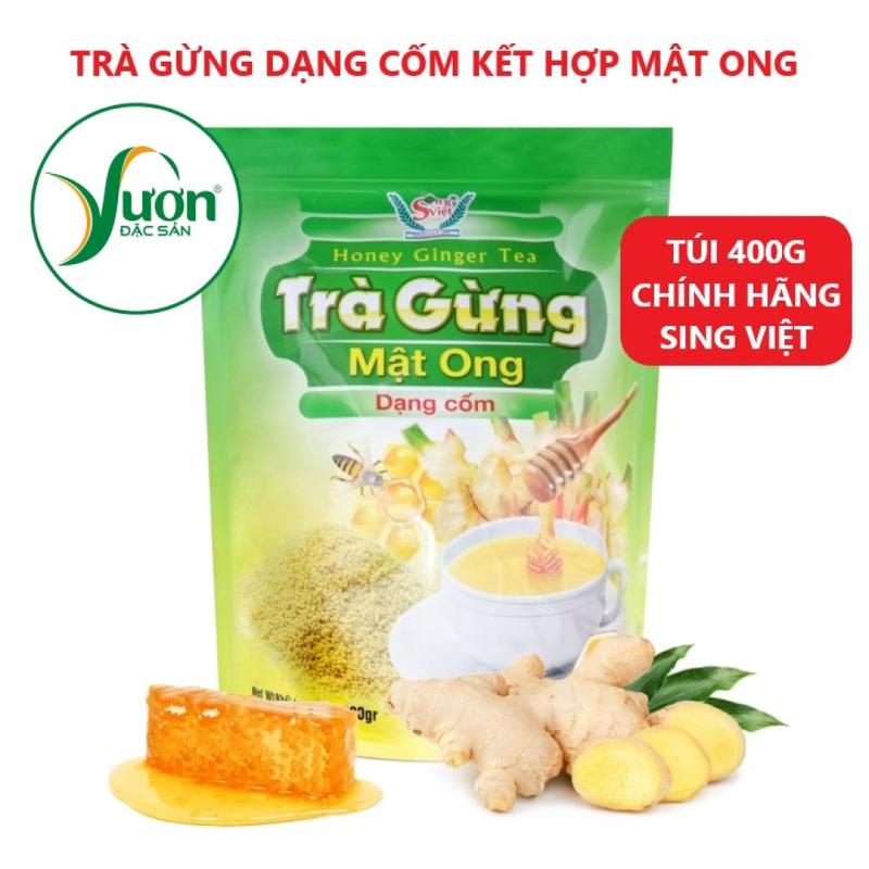  Trà gừng mật ong Sing Việt 400g  Dạng cốm 20 túi x 20g  dùng cho gia đình quán cà phê kinh doanh đồ uống - Vườn Đặc Sản 