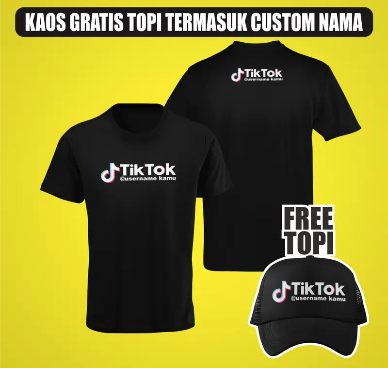 BC Kaos Free Topi Tema TlKT0K dan Youtube Gratis Custom Nama Channel atau ID atau Username 2
