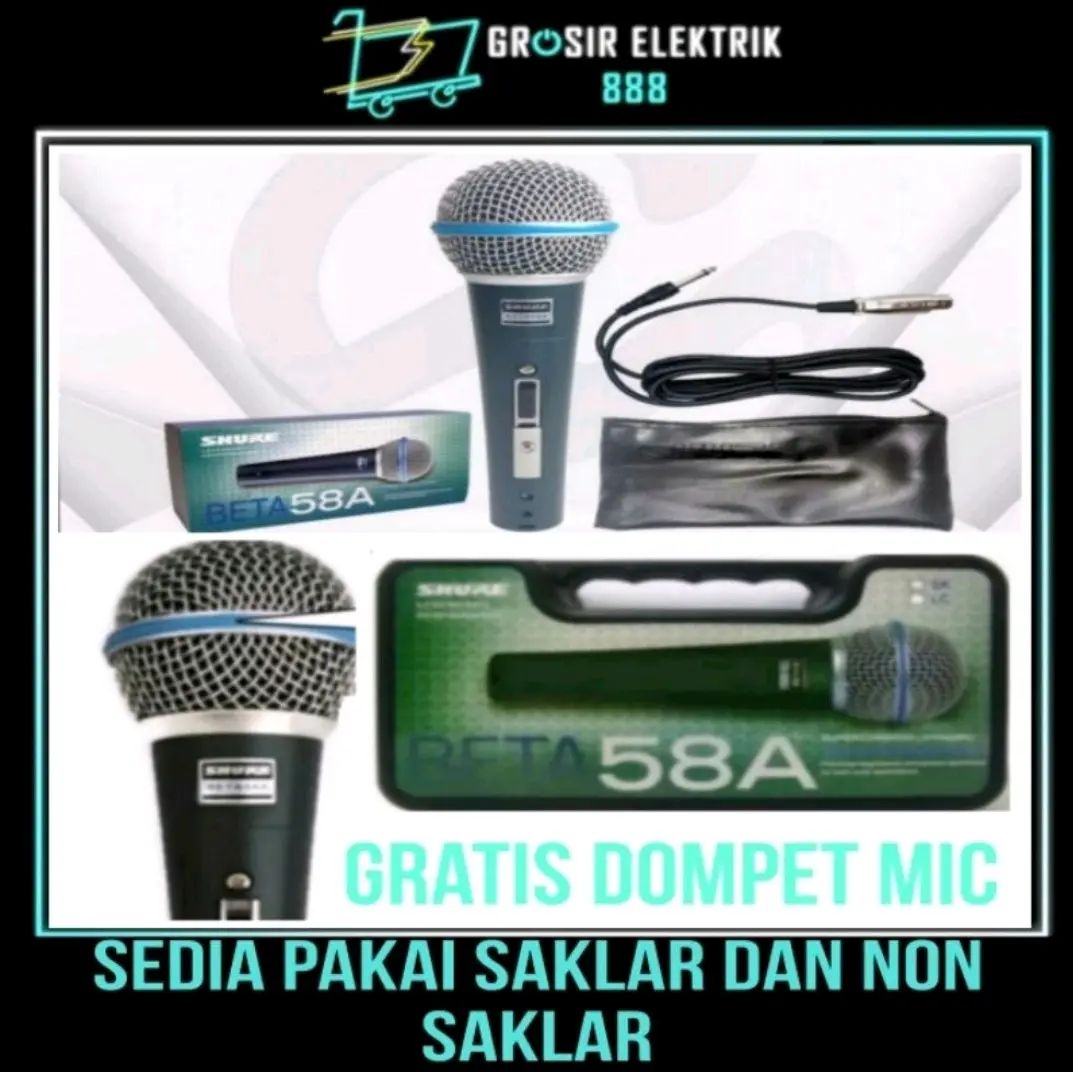 MIC SHURE BETA 58A MICROPHONE KABEL SUARA JERNIH BERSIH
