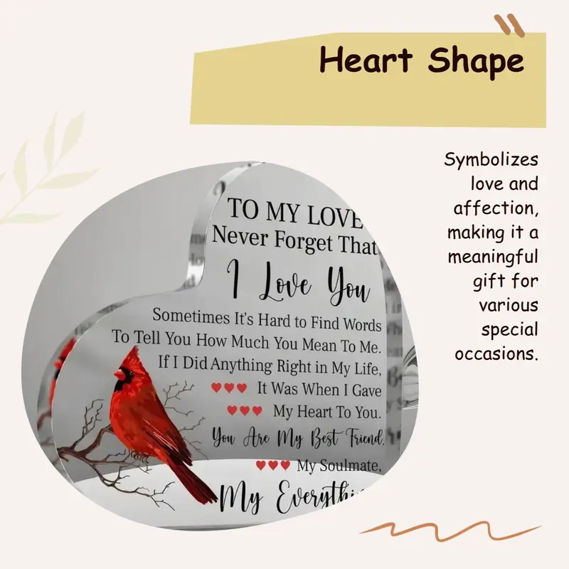 Heart Shaped Acrylic Ornament, 1 Count Creative Romantic Gift for Girlfriend & Boyfriend, Birthday Gift for Her Husband, Wife, Woman, Man, Home Decor, Acrylic Plaque 2