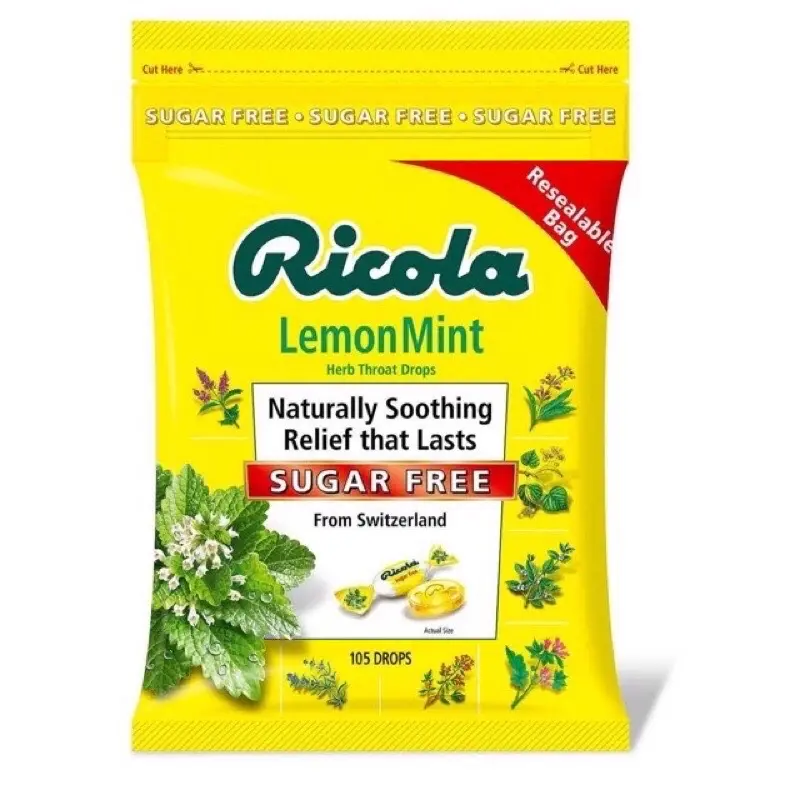 Date 2027 - Kẹo RICOLA LEMONMINT ngậm ho không đường 105 viên Candy
