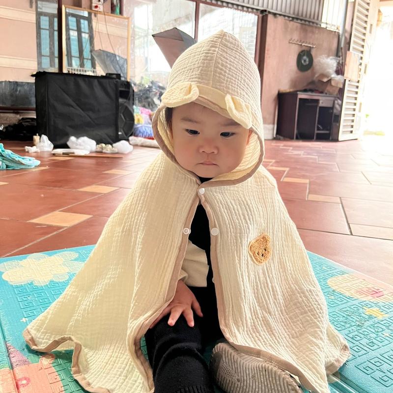 ÁO CHOÀNG NẮNG XÔ MUSLIN ĐÍNH GẤU XÙ -WOOYI 1