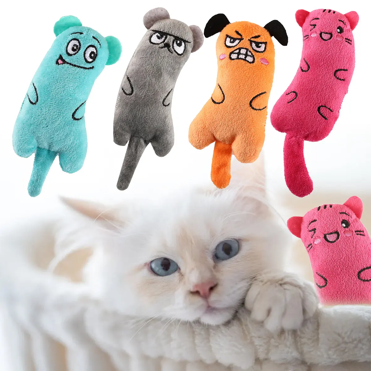 Rustle Sound Cat Toys Product For Pets Cute Cat Toys For Kitten Teeth Grinding Cat Plush Toy Thumb Pillow Pet Accessories