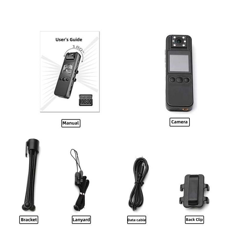 Wearable Mini Camera Security, 1 Count 1080P HD Recording 1.4 Inch Screen Recorder, Night-Vision Function Security Cameras, Safe Recording Camera For Home, Outdoor, Bicycle Sports, Action Camera 3