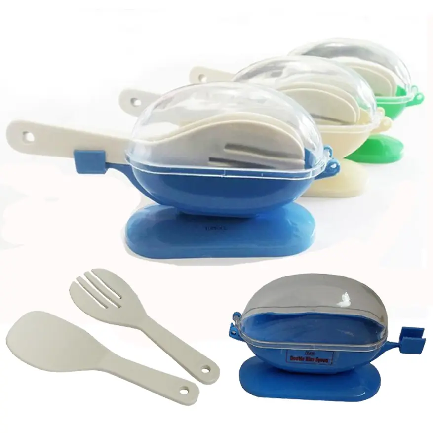 Centong Nasi dengan Wadah Anti Lalat Double Rice Spoon Plastik Makan Sendok Kitchenware