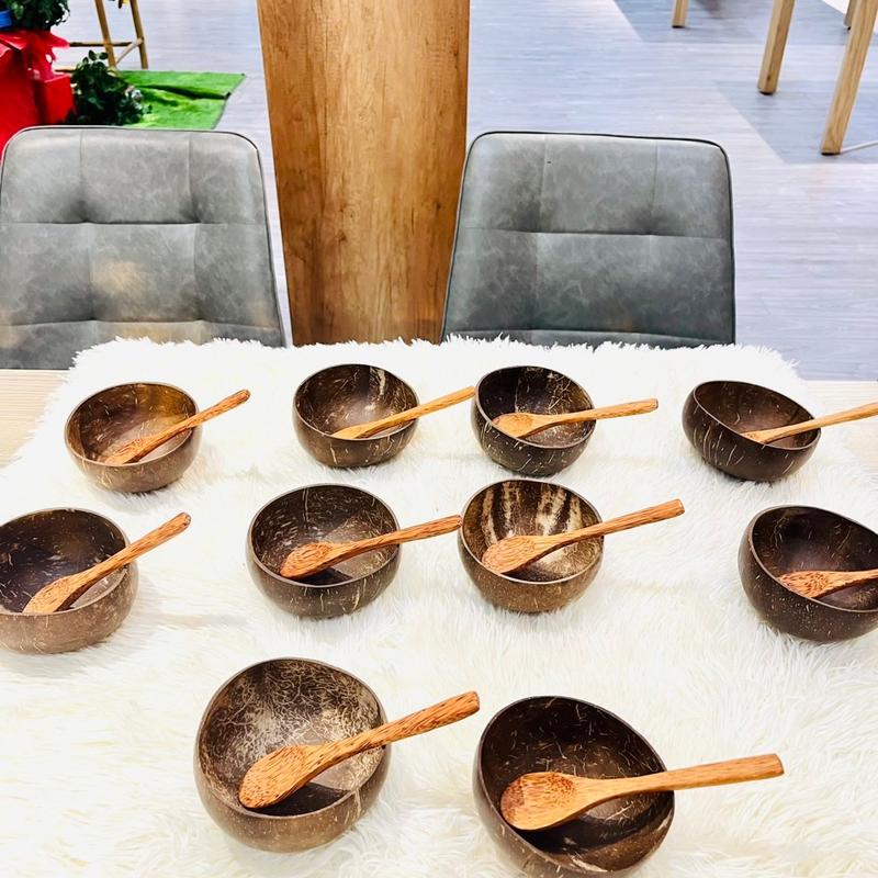 [ 1 Bộ] Combo Chén + Muỗng Gáo Dừa Dùng Để Pha Bột Mặt Nạ 100% Tự Nhiên, An Toàn, Chuẩn Bến Tre 4