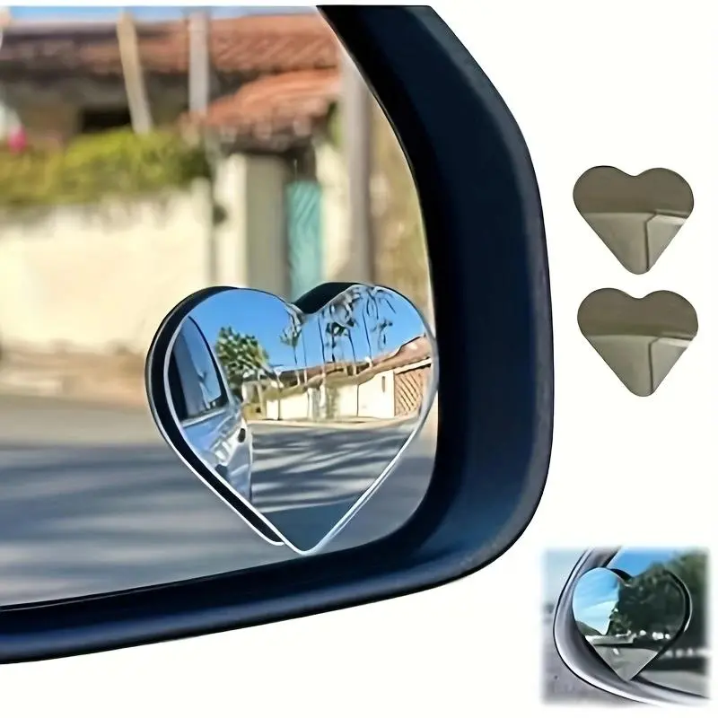 Heart Shaped Car Side Mirror, 2 Counts/set Car Blind Spot Mirror, Car Rear View Mirror, Universal Car Exterior Accessories for Car Decoration 3