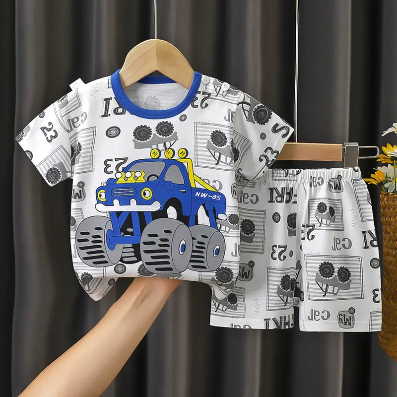 Bộ cộc tay cotton cho bé trai siêu mát, bộ hè bé trai QC "Dautaykids_HN" 4