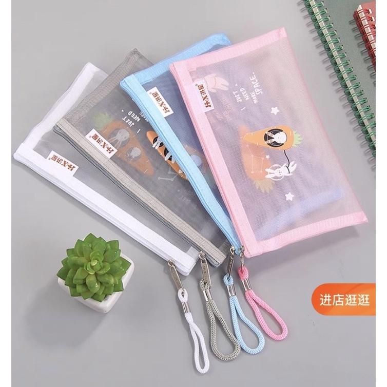 Túi Đựng Bút Hộp bút chì Dạng Lưới Trong Suốt Thiết Kế Đơn Giản Cho Học Sinh Văn Phòng 