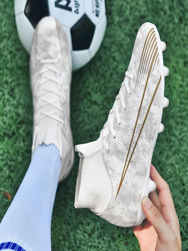 New Arrival Summer Striped High Top Professional Soccer Shoes, Lace Up Non-slip Sneakers for Training Match Practice, Athletic Sports Shoes for All Seasons 5