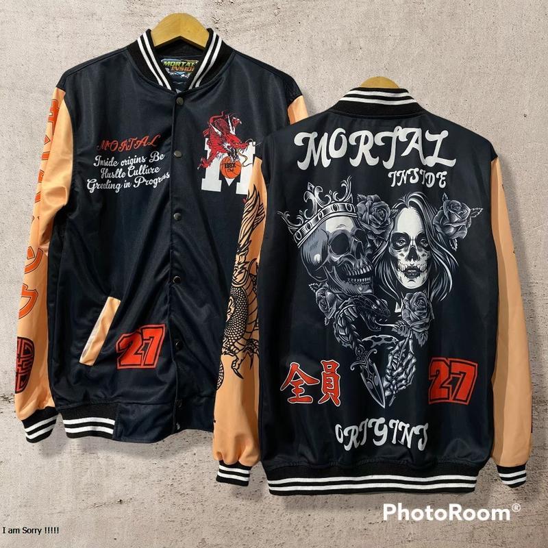 Product Introduction of Jaket Baseball Varsity Mortal Inside Full Print / Bomber Varsity Mortal Inside Dragon Full Print - Jaket Baseball Pria Dan Wanita Distro Fleece Dewasa  Anime Nyaman Simple 6
