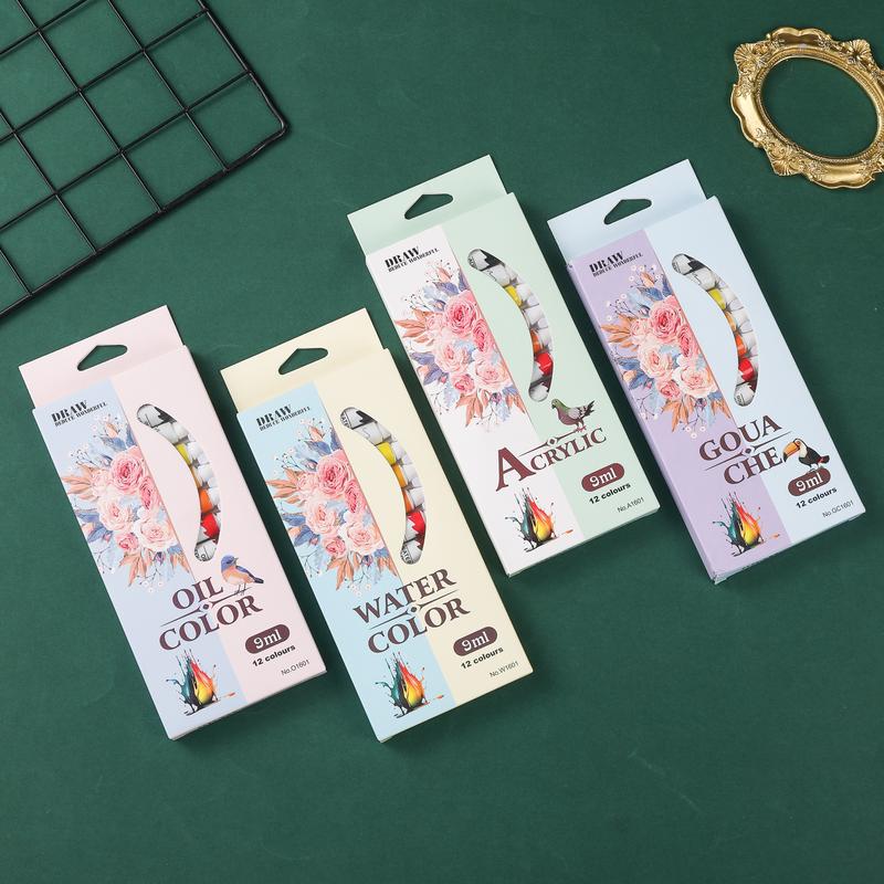 Sơn Acrylic 12 Màu Gouache Sơn Màu Nước Sơn Dầu Sắc Tố 9ml Thích Hợp Cho Nghệ Thuật Học Sinh Tranh Graffiti Sắc Tố Tự Làm Tường Vẽ Tay màu acrylic nuớc