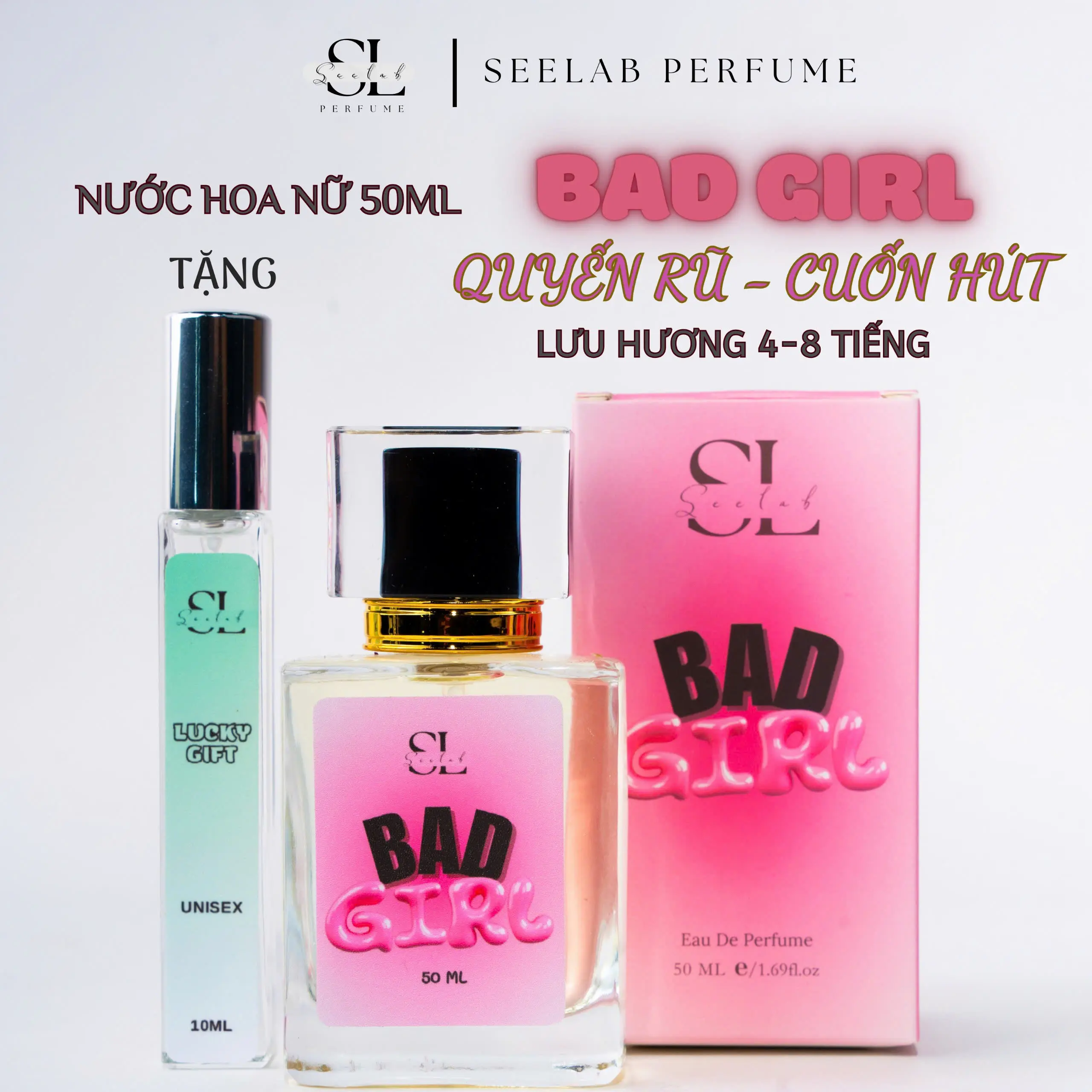 (50ml nữ) Nước hoa nữ Bad Girl 50ml - Ngọt phấn hoa, hấp dẫn - Tặng kèm 1c nước hoa 10ml Độc Quyền Seelab Perfume Cosmetic Women Xịt Thơm