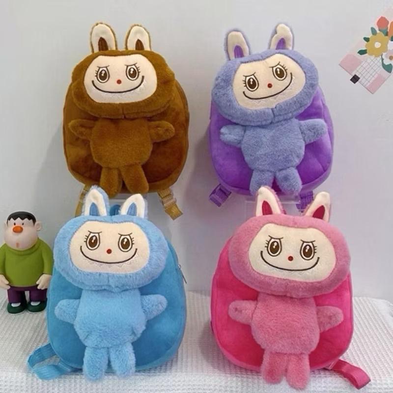 (1-3 tuổi) Balo mầm non Labubu nhồi bông cho bé ba lô trẻ em Labubu lông tơ nhung mềm BN8 cặp đeo