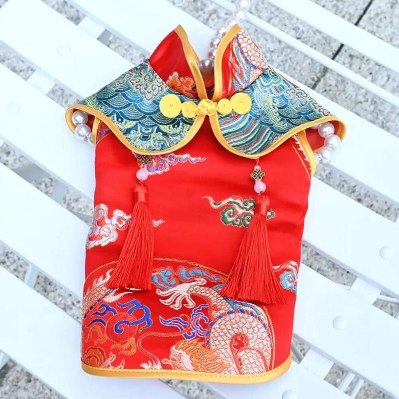 Product Introduction of TTS Homie Tassel Design Button Closure Dress Up Cloth Dog Chinese New Year Clothes Puppy Tang Suit Pet Supplies 23