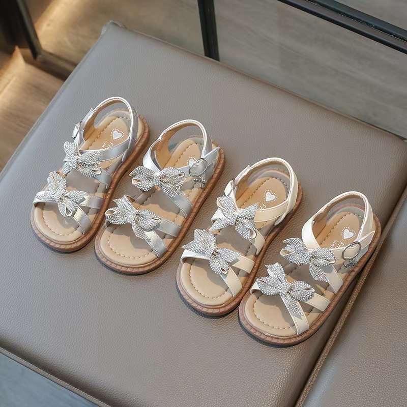 Giày sandal 2 nơ kim tuyến mã 6726 fom lớn size 26-36