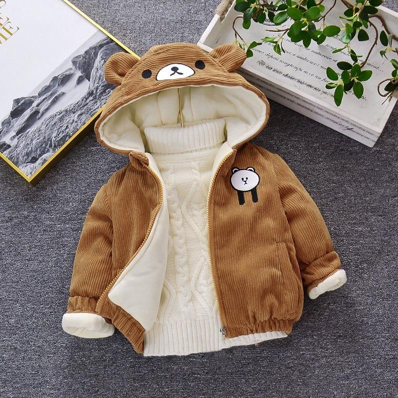 (8-30kg) Áo Khoác Nỉ Nhung Tăm Lót Lông Trẻ Em Dày Dặn Hình Gấu Đáng Yêu Cho Bé Trai Bé Gái CAFE_BABY019 Jacket Top áo  khoác áo  khoác