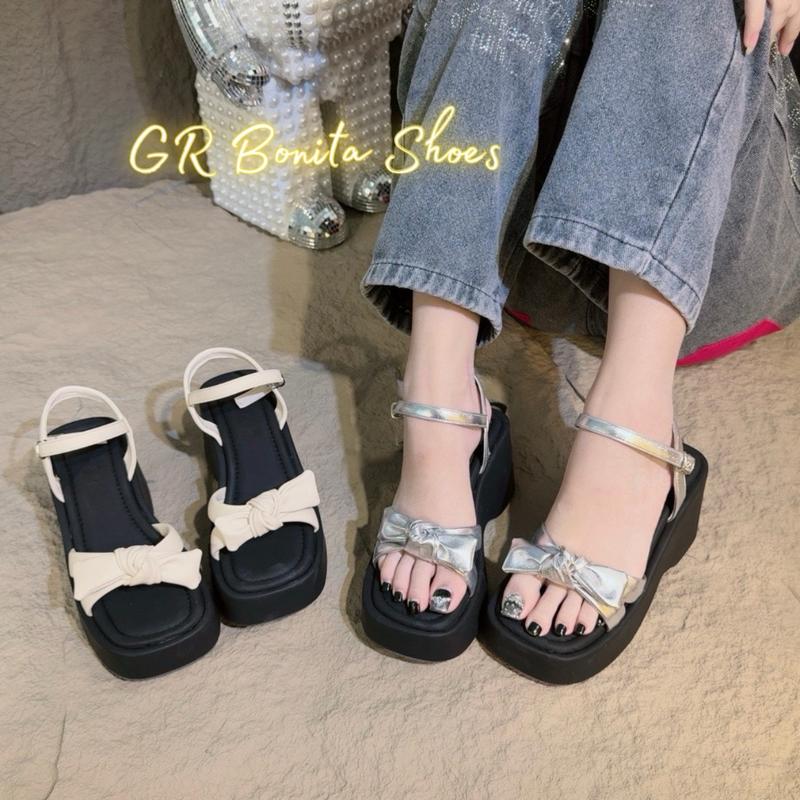 Giày Sandal xuồng nơ ú xinh gót cao 7 cm- BM03