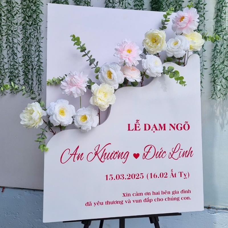 Có IN chữ Theo Cầu - Bảng hộp welcome để cắm hoa + Bảng cưới, bảng chào, bảng đón khách để cổng cưới, trang trí 3
