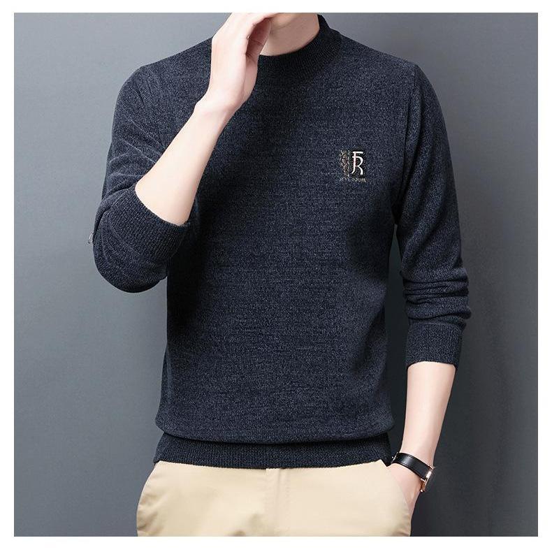 Áo len nam cổ tròn 2 lớp loại dày ấm, lớp ngoài len lông cừu, bên trong lót nhung Xanh Menswear