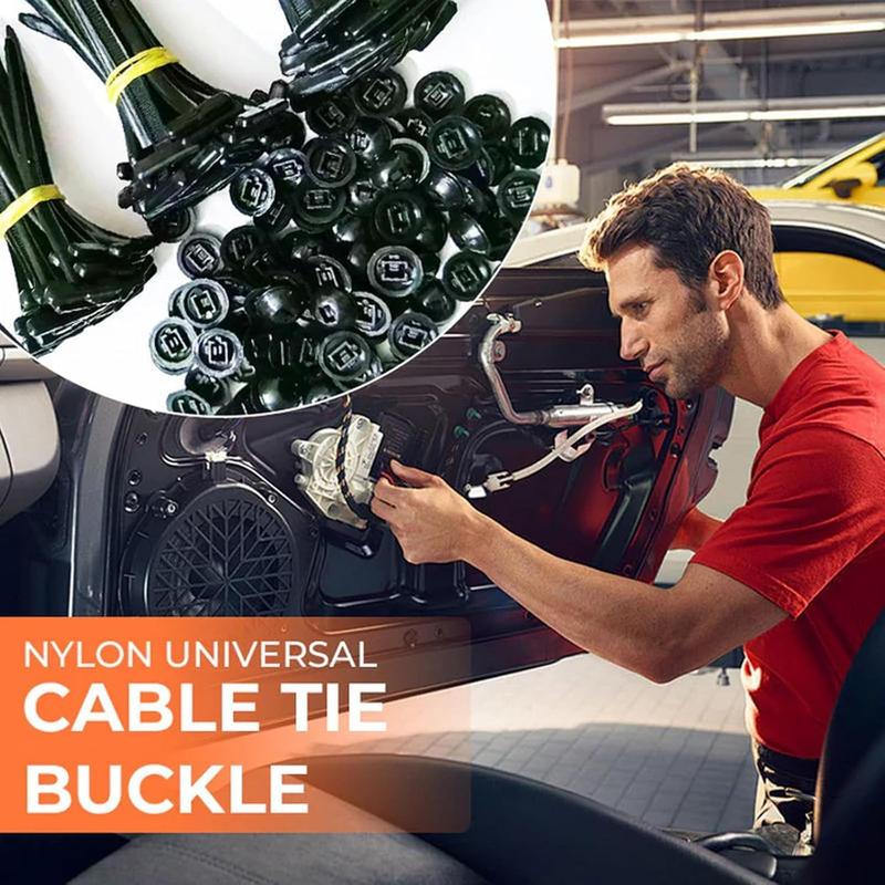100pcs Nylon Universal Cable Tie Buckle, Cable Tie with Buckle, Multipurpose Plastic Cable Ties Buckles Tool for Car Daily Repair (20PC)