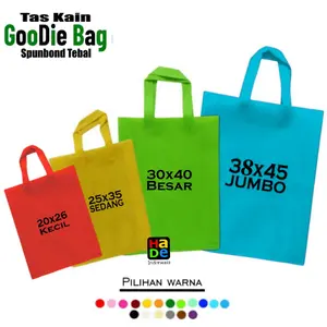 Tas Kain Spunbond Goodie Bag Tali Ukuran Jumbo Besar Kecil S/M/L/XL ( 20x26 , 25x35 , 30x40 & 38x45 ) Untuk Kantong Belanja Lipat, Goody bag Parsel Hantaran Hajatan, Paper bag Hampers Souvenir Ultah Ulang tahun anak / Pernikahan Murah