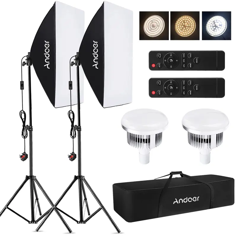 Bộ Đèn Chụp Ảnh Studio, Andor, Bộ Đèn Chụp Ảnh Softbox, Để Chụp Ảnh Sản Phẩm Chân Dung Studio, Video 0
