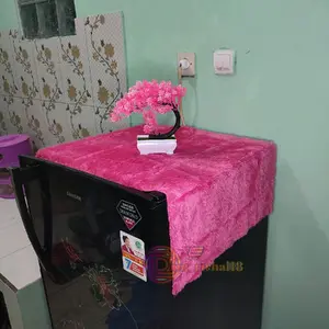 Taplak kulkas ukuran 100×50 cm bulu rasfur / Taplak kulkas bulu rasfur Dekorasi Abu Biru Hijau