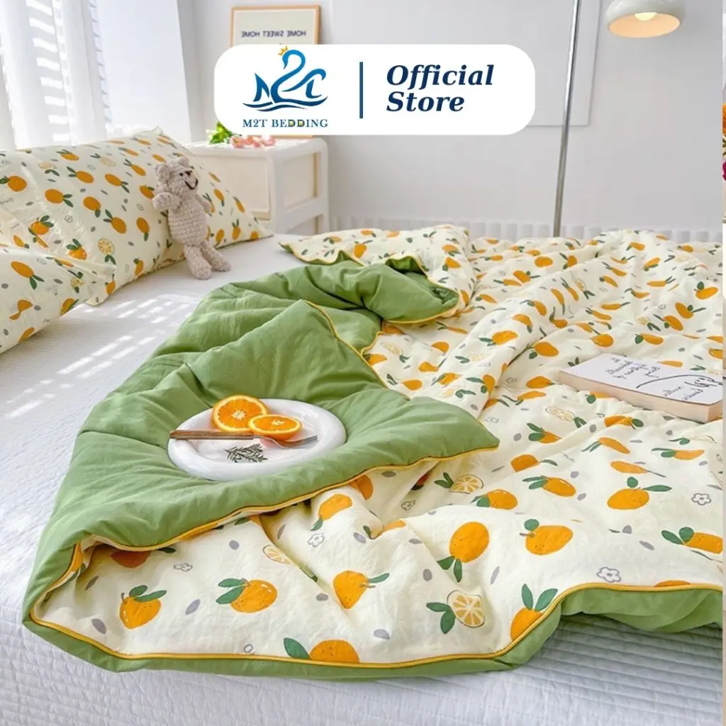 Chăn hè Cotton Đũi xơ Đậu Nành mềm mát, Mền hè kích thước 2mx2m3 dùng 4 mùa quanh năm