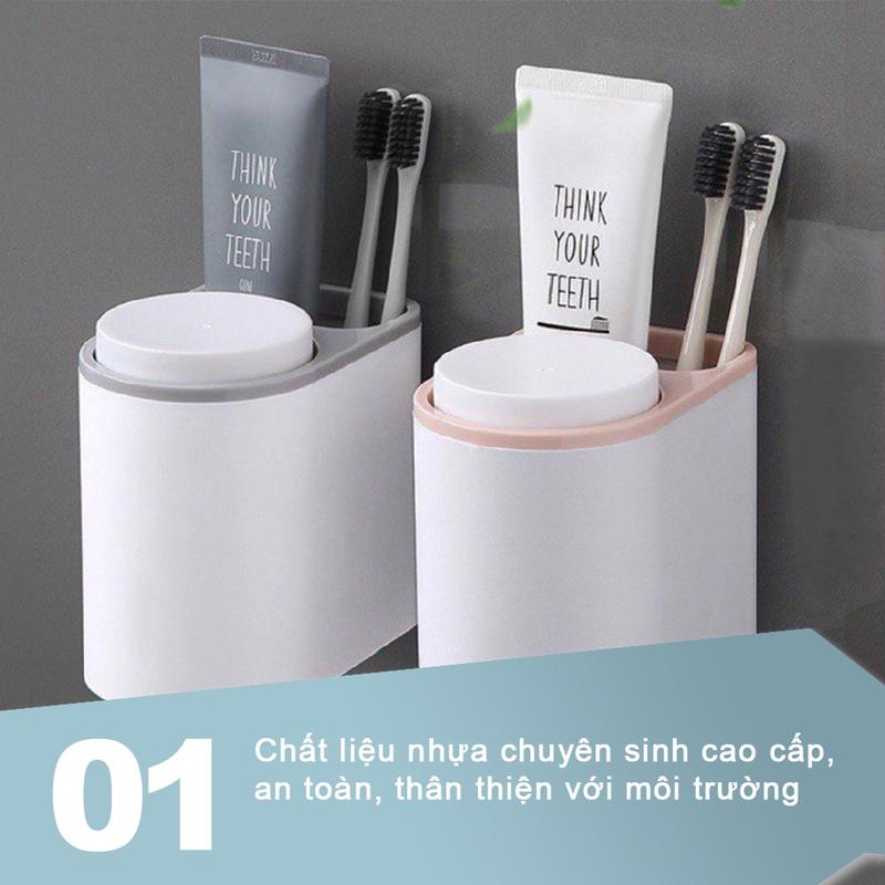 Giá Treo Bàn Chải Đánh Răng INOCHI Dính Tường ( Tặng Kèm 2 Cốc ) Đựng Bàn Chải Nhà Tắm