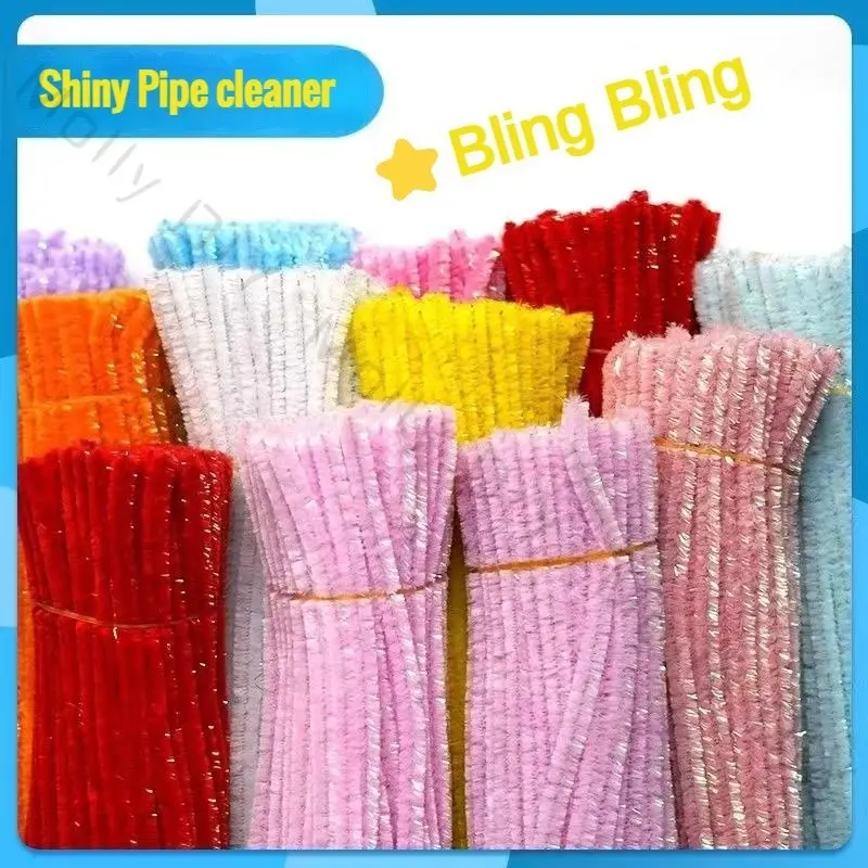 Pembersih Paip, 100PCS, Barang Kemas Berkilat dan Berwarna-warni, Kawat Kabur, Sesuai untuk Tadika, Mainan Bahan Buatan Tangan DIY, 2024 Ketibaan Baru, Stok Sedia