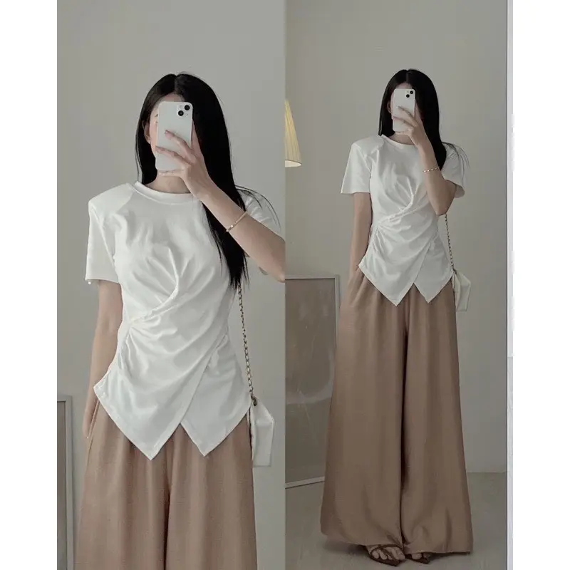 Thời Trang Bigsize Áo Thun Vải Thun Tăm  50 - 100Kg Dễ Thương Top Nữ Cổ Tròn Women - B.1194 | BigBuy360 - bigbuy360.vn