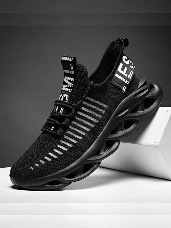 Men's Letter Pattern Lace Up Low Top Sneakers, Casual Breathable Comfortable Sports Running Shoes, Perfect for Students and Outdoor Sports 0