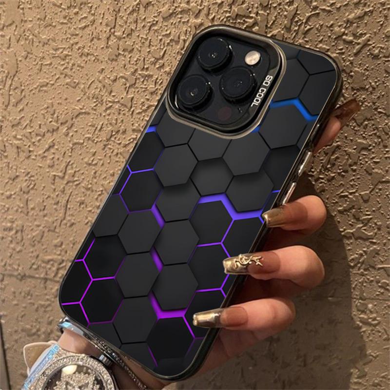 Ốp Điện Thoại Silicon, Thiết Kế Tổ Ong Sáng Tạo, Tương Thích Với iPhone 11, Chống Sốc, Có Bảo Vệ Ống Kính, Ốp Cứng, Tương Thích Với 15, 14, 13, 12, 11Pro Max, 7, 8 Plus, SE 2020, X, XR, XS Max 4